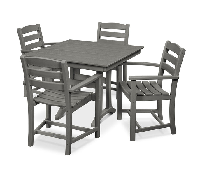POLYWOOD La Casa Café 5-Piece Farmhouse Trestle Arm Chair Dining Set